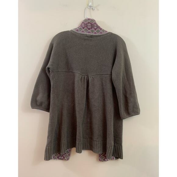 Fossil Fair Isle Trimmed Drape Brown/Purple Sweater Cardigan - Picture 5 of 5